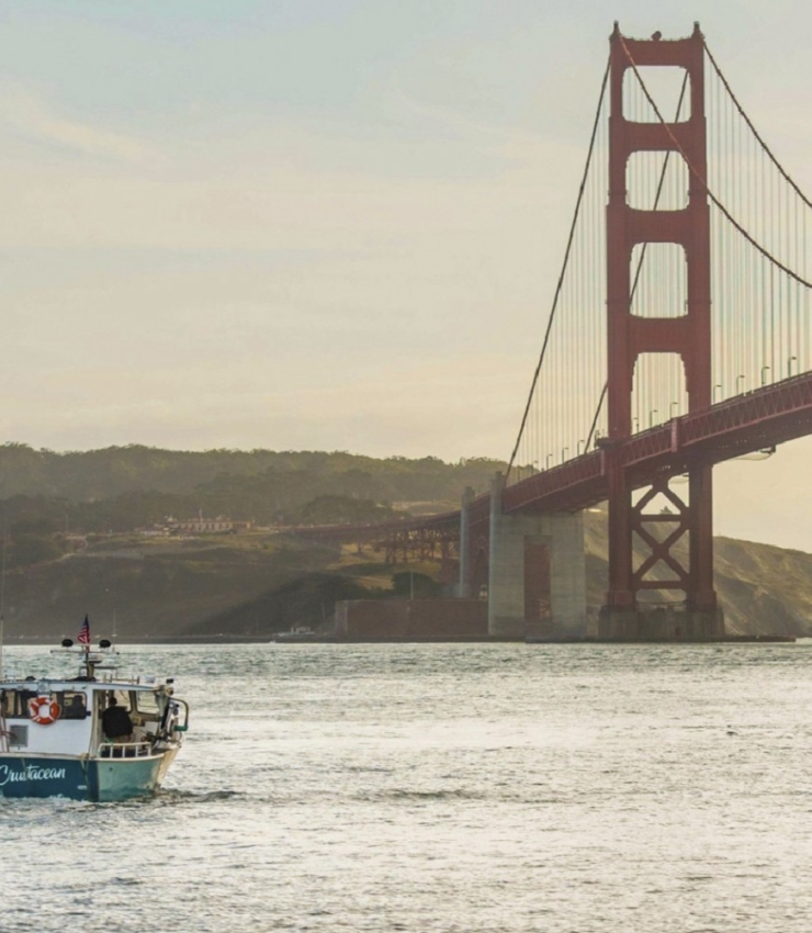 Charter fishing under Golden Gate Bridge