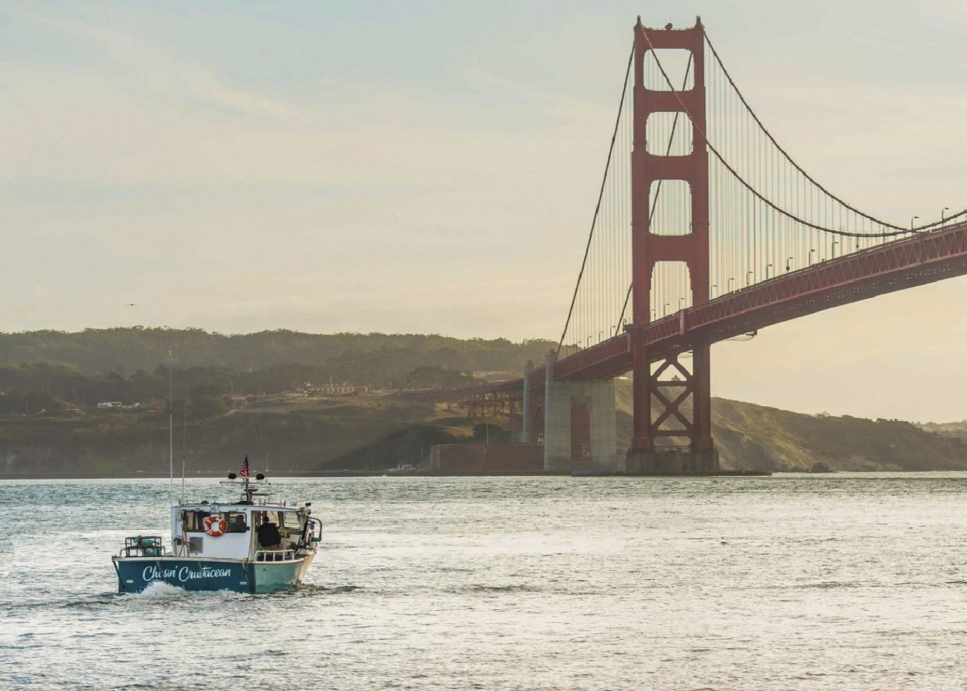 Charter fishing under Golden Gate Bridge