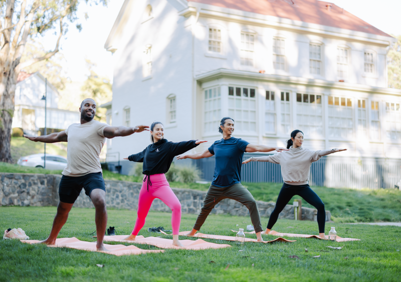 Group outdoor yoga